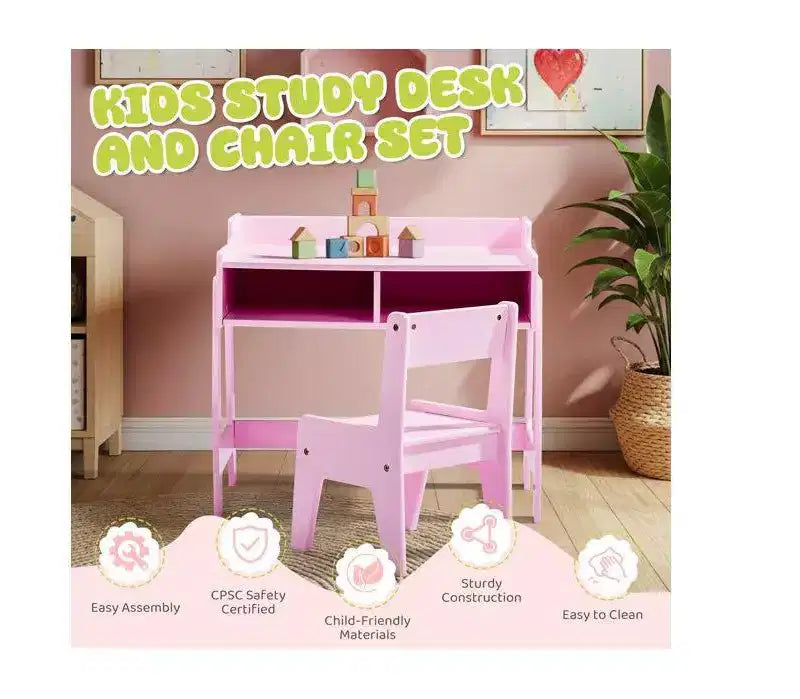 Ensemble bureau et chaise d'étude pour enfants Karl Home en MDF avec 2 compartiments de rangement