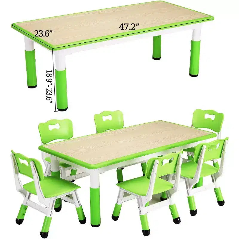 Ensemble bureau et chaise pour enfants, bureau réglable en hauteur, 6 places, convient aux enfants de 2 à 10 ans, avec plateau de dessin et pieds antidérapants