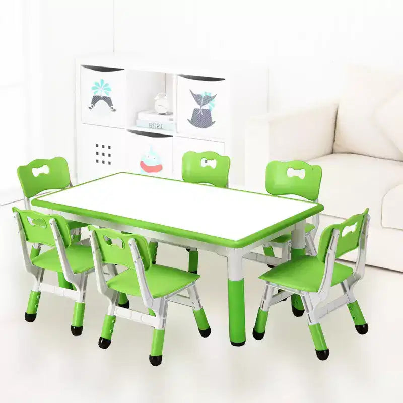 Ensemble bureau et chaise pour enfants, bureau réglable en hauteur, 6 places, convient aux enfants de 2 à 10 ans, avec plateau de dessin et pieds antidérapants