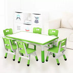 Ensemble bureau et chaise pour enfants, bureau réglable en hauteur, 6 places, convient aux enfants de 2 à 10 ans, avec plateau de dessin et pieds antidérapants