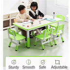 Ensemble bureau et chaise pour enfants, bureau réglable en hauteur, 6 places, convient aux enfants de 2 à 10 ans, avec plateau de dessin et pieds antidérapants