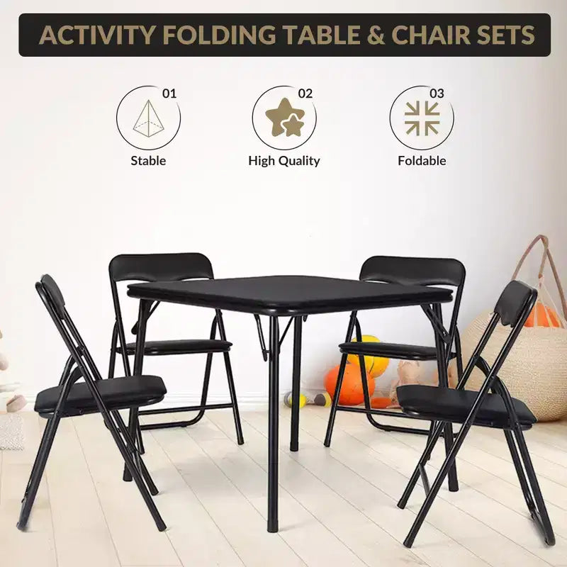 Ensemble table et deux chaises pliantes pour enfants, rembourrées, cadre métallique portable, peuvent être utilisées par les enfants pour manger, lire et jouer