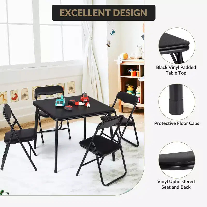 Ensemble table et deux chaises pliantes pour enfants, rembourrées, cadre métallique portable, peuvent être utilisées par les enfants pour manger, lire et jouer