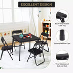 Ensemble table et deux chaises pliantes pour enfants, rembourrées, cadre métallique portable, peuvent être utilisées par les enfants pour manger, lire et jouer