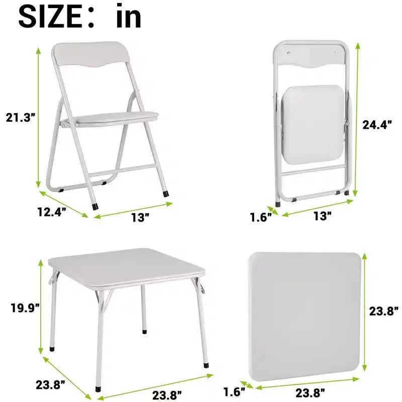 Ensemble table et deux chaises pliantes pour enfants, rembourrées, cadre métallique portable, peuvent être utilisées par les enfants pour manger, lire et jouer