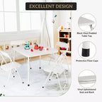 Ensemble table et deux chaises pliantes pour enfants, rembourrées, cadre métallique portable, peuvent être utilisées par les enfants pour manger, lire et jouer