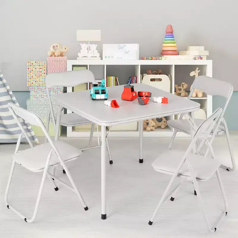 Children's folding table and chair set, cushioned, portable metal frame, can be used for children to eat, read, and playone table and two chairs