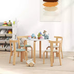 Qaba Ensemble Table et Chaises pour Enfants, Ensemble de 5 Pièces Table en Bois et 4 Chaises pour Tout-petits pour Activités Artistiques, Bricolage, Dessin, Lecture, pour Salle de Jeux, Chambre d'Enfant, Vert