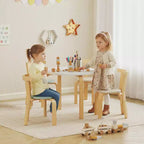 Qaba Ensemble Table et Chaises pour Enfants, Ensemble de 5 Pièces Table en Bois et 4 Chaises pour Tout-petits pour Activités Artistiques, Bricolage, Dessin, Lecture, pour Salle de Jeux, Chambre d'Enfant, Vert