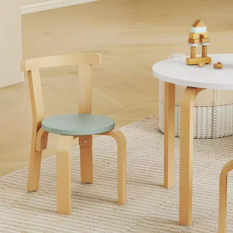 Qaba Ensemble Table et Chaises pour Enfants, Ensemble de 5 Pièces Table en Bois et 4 Chaises pour Tout-petits pour Activités Artistiques, Bricolage, Dessin, Lecture, pour Salle de Jeux, Chambre d'Enfant, Vert
