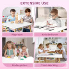 Table et 2 chaises pour enfants JOYMOR 3-en-1 avec chaises oreilles de panda, plateau amovible et rangement pour les 2-5 ans