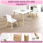 Table et 2 chaises pour enfants JOYMOR 3-en-1 avec chaises oreilles de panda, plateau amovible et rangement pour les 2-5 ans