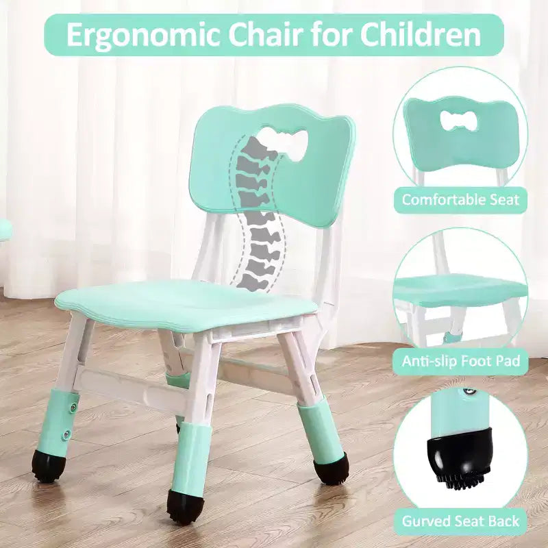 Table et 4 chaises pour enfants, bureau d'activités artistiques et manuelles réglable en hauteur pour les 2-10 ans, pieds antidérapants, charge maximale de 136 kg pour salles de classe, garderies, maison