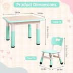 Table et 4 chaises pour enfants, bureau d'activités artistiques et manuelles réglable en hauteur pour les 2-10 ans, pieds antidérapants, charge maximale de 136 kg pour salles de classe, garderies, maison