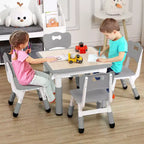 Table et 4 chaises pour enfants, bureau d'activités artistiques et manuelles réglable en hauteur pour les 2-10 ans, pieds antidérapants, charge maximale de 136 kg pour salles de classe, garderies, maison