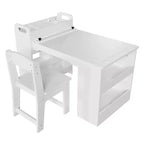 Table d'art pour enfants de 49 pouces, grande table d'activités pour enfants avec 2 chaises, bureau d'art multifonctionnel avec étagères de rangement pour chambre d'enfant, jardin d'enfants, blanc