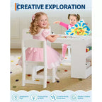 Table d'art pour enfants de 49 pouces, grande table d'activités pour enfants avec 2 chaises, bureau d'art multifonctionnel avec étagères de rangement pour chambre d'enfant, jardin d'enfants, blanc