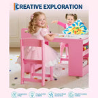 Table d'art pour enfants de 49 pouces, grande table d'activités pour enfants avec 2 chaises, bureau d'art multifonctionnel avec étagères de rangement pour chambre d'enfant, jardin d'enfants, blanc