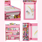 Table d'art pour enfants de 49 pouces, grande table d'activités pour enfants avec 2 chaises, bureau d'art multifonctionnel avec étagères de rangement pour chambre d'enfant, jardin d'enfants, blanc
