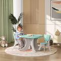 Whisen 3-Piece Kids Table & Chair Set, Toddler Table and Chair Set with Lightweight HDPE Children's Desk - Light Blue