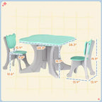 Ensemble table et 2 chaises pour enfants Whisen, table et chaises pour tout-petits avec bureau léger en PEHD - Bleu clair