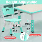 Ensemble table et chaises pour enfants, bureau réglable en hauteur avec 6 sièges pour les 2-10 ans, table d'activités artistiques et manuelles, plateau à graffitis, pieds antidérapants, capacité de 136 kg max.