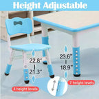 Ensemble table et chaises pour enfants, bureau réglable en hauteur avec 6 sièges pour les 2-10 ans, table d'activités artistiques et manuelles, plateau à graffitis, pieds antidérapants, capacité de 136 kg max.