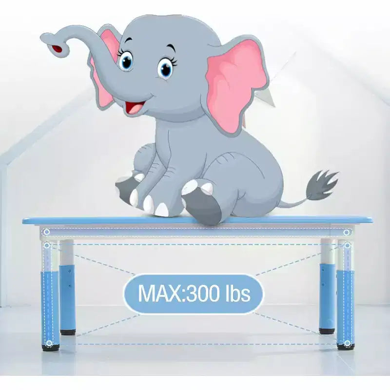 Ensemble table et chaises pour enfants, bureau réglable en hauteur avec 6 sièges pour les 2-10 ans, table d'activités artistiques et manuelles, plateau à graffitis, pieds antidérapants, capacité de 136 kg max.