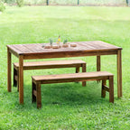 Guidecraft Acadia Kids Outdoor Table & 36 Bench Set: Acacia Wood Activity Desk w/ 2 Benches Set for Outdoor Classroom, Garden, Patio and Backyard