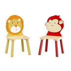Ensemble Table et Chaises Enfant 5 Pièces Whisen, Table Enfant en Bois avec 4 Chaises Motif Animaux de Dessin Animé