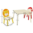 Ensemble Table et Chaises Enfant 5 Pièces Whisen, Table Enfant en Bois avec 4 Chaises Motif Animaux de Dessin Animé