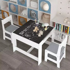 Ensemble table et chaises pour enfants Whisen, table d'activités en bois 3 en 1 avec tiroir de rangement - Blanc