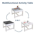 Ensemble table et chaises pour enfants Whisen, table d'activités en bois 3 en 1 avec tiroir de rangement - Blanc