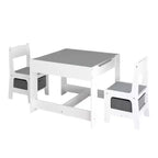 Ensemble table et chaises pour enfants Whisen, table d'activités en bois 3 en 1 avec tiroir de rangement - Blanc