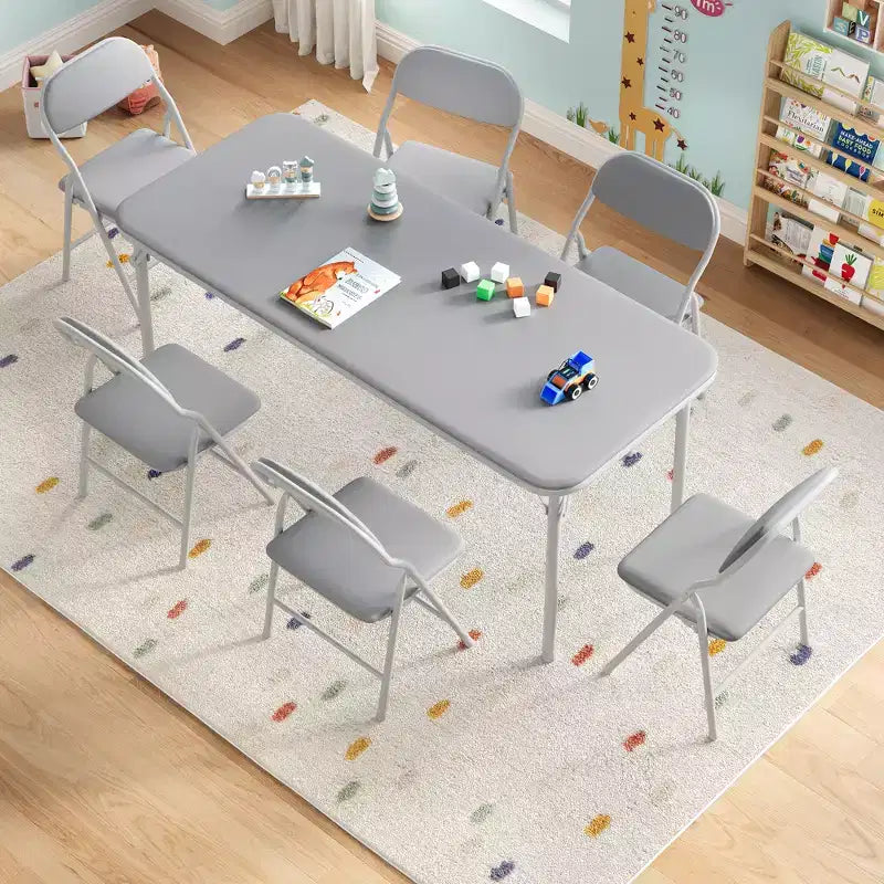 Ensemble de table et 6 chaises pliantes pour enfants, ensemble table et chaises d'activités pour enfants pour salle à manger, garderie, salles de classe