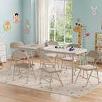7 Piece Folding Kids Table and Chairs Set, Children Activity Table and Chairs Set for Dining Room,Daycare,Classrooms