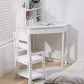 Children's study desk and chair set, corner study desk with bookshelf, adjustable chair, corkboard, suitable for boys and girls.