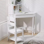 Children's study desk and chair set, corner study desk with bookshelf, adjustable chair, corkboard, suitable for boys and girls.