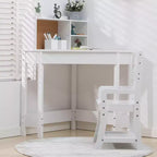 Ensemble bureau et chaise pour enfants, bureau d'angle avec étagère, chaise réglable, tableau en liège, convient aux garçons et aux filles.