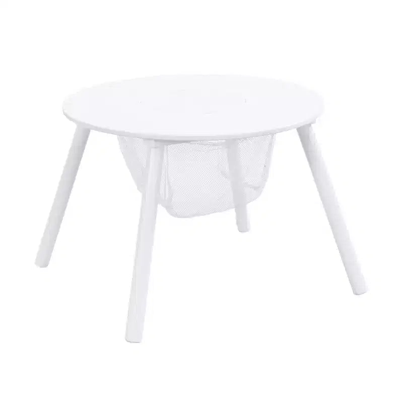 Ensemble Table et Chaises Whisen pour Enfants, Bois de Haute Qualité, Sac de Rangement en Filet Intégré, Utilisation Multifonctionnelle Intérieur/Extérieur - Blanc