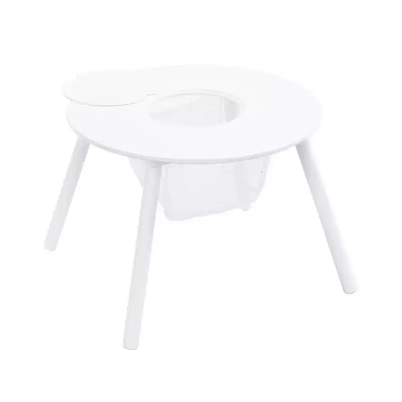Ensemble Table et Chaises Whisen pour Enfants, Bois de Haute Qualité, Sac de Rangement en Filet Intégré, Utilisation Multifonctionnelle Intérieur/Extérieur - Blanc