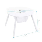Ensemble Table et Chaises Whisen pour Enfants, Bois de Haute Qualité, Sac de Rangement en Filet Intégré, Utilisation Multifonctionnelle Intérieur/Extérieur - Blanc