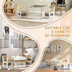 Ensemble table et 2 chaises pour enfants Whisen avec tableau noir, rangement et étagères, cadeau idéal pour les enfants