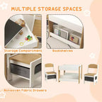 Ensemble table et 2 chaises pour enfants Whisen avec tableau noir, rangement et étagères, cadeau idéal pour les enfants
