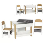 Ensemble table et 2 chaises pour enfants Whisen avec tableau noir, rangement et étagères, cadeau idéal pour les enfants