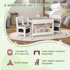 Ensemble table et 2 chaises pour enfants Whisen avec tableau noir, rangement et étagères, cadeau idéal pour les enfants