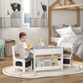 Whisen 3 Piece Kids Table and Chair Set with Tabletop Blackboard, Storage & Bookshelves, Perfect Gift for Kids