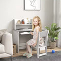 Whisen Kids Desk and Chair Set with Storage, Study Desk with Chair for Children 5-8 Years Old, Gift for Kids - Gray