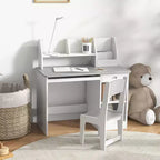 Whisen – Bureau et chaise pour enfants avec rangement, bureau d'étude avec chaise pour enfants de 5 à 8 ans, cadeau pour enfants – Gris