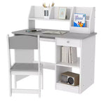Whisen – Bureau et chaise pour enfants avec rangement, bureau d'étude avec chaise pour enfants de 5 à 8 ans, cadeau pour enfants – Gris